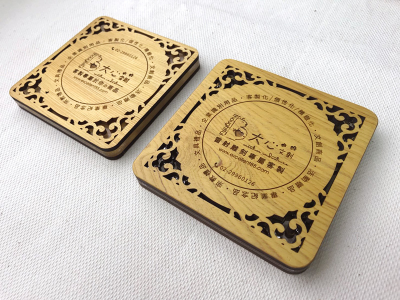 原木窗花壓克力鑲嵌杯墊