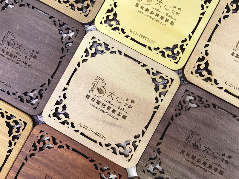 客製化-原木復古造型窗花杯墊