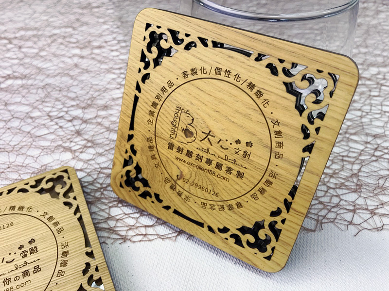 原木窗花壓克力鑲嵌杯墊